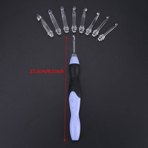 P Juego De Gancho De Ganchillo Con Luz Usb Recargable