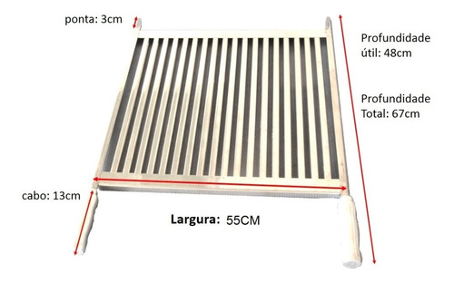 Grelha Em Inox Uruguaia Parrilha Para Churrasco 60cm Largura