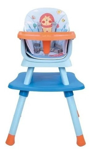 Silla Alta D'bebe Modelo Grow Azul Con Naranja 4 En 1