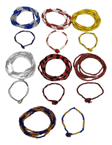 Collares Y Pulseras Santería Oya Oshun Yemaya Elegua 14 Pz