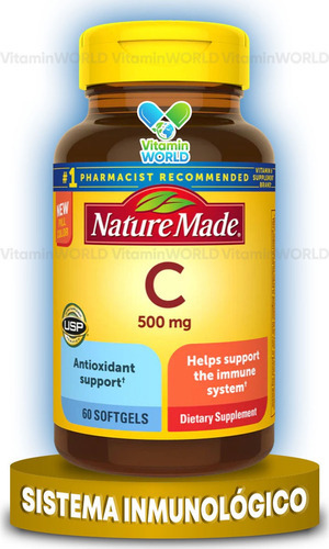 Vitamina C feita na natureza, 500 mg, 60 cápsulas gelatinosas, sabor sem sabor