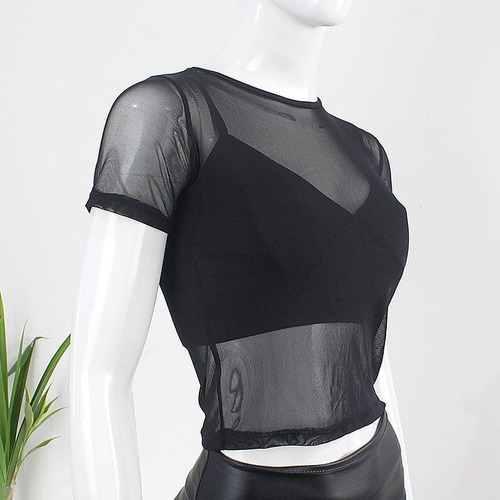 Imagen 3 de 4 de Polo Malla Tul Y Top 2 Piezas Negro Diseños Únicos