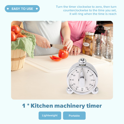 Cronómetro Mecánico De Cocina Cristalino De 60 Minutos Que R