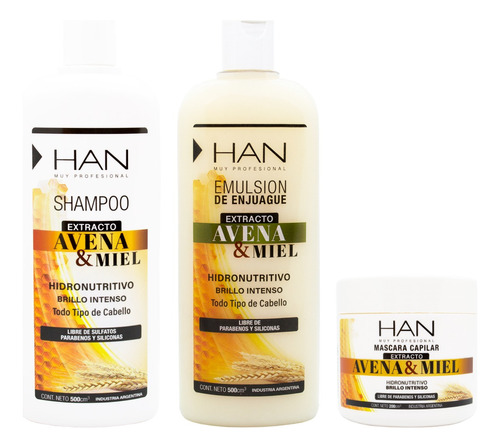 Han Kit Avena Miel Shampoo + Acondicionador + Mascara 200ml