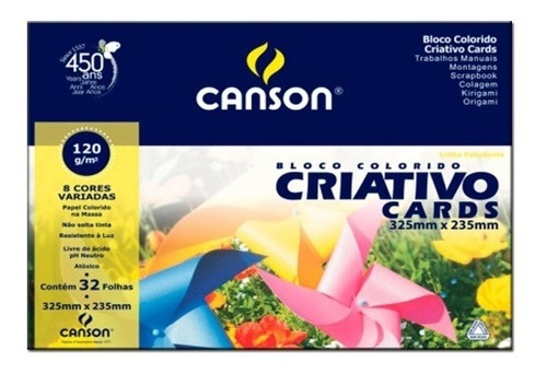 Bloco Colorido Criativo Cards Canson 120gm² 325mmx235mm