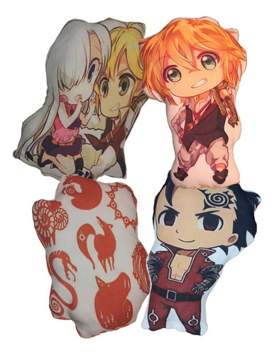 Peluche Almohada Pack Seven Deadly Sins X4 Anime Nanatsu