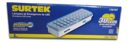 Lámpara de emergencia Surtek 136107 LED 3 W 127V blanca