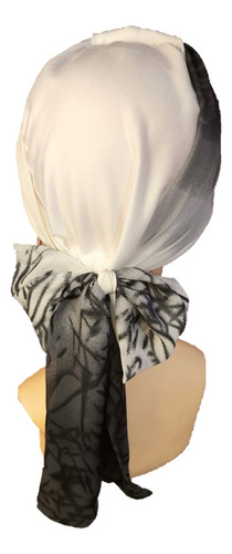 Turbantes Gorros Dama Mujer Oncológicos Quimio Tyamia Color Blanco Con Rojo