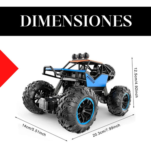Auto Camioneta Radio Control Remoto 4x4 Monster Truck Alumin Azul Auto