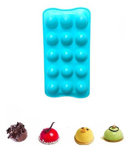 Molde Silicon 15 Mini Bolitas Semi Esferas Chocolates Hielos Color Sorpresa