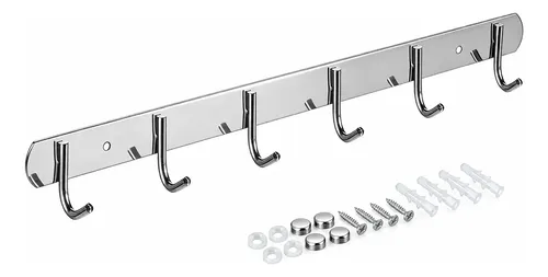 Cabideiro De Parede 6 Ganchos 304 Inox Espessado Suporte