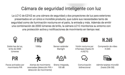 Imagen 3 de 10 de Camara Ip Ezviz 1080p Lc1c Exterior Sirena Audio Doble Led