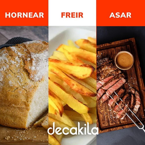 Freidora Aire Negra 1400w Pantalla Táctil Airfryer Decakila