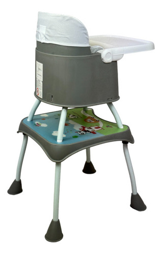 Silla Alta Con Periquera Para Bebe Con Bandeja Y Convertible Color Gris Animales