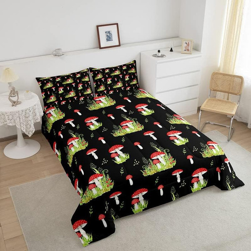 Feelyou Juego De Ropa De Cama De Hongos Kawaii, Lindo Juego