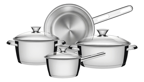 Bateria Cocina Tramontina 4 Pz Allegra Triple Fondo Inox.