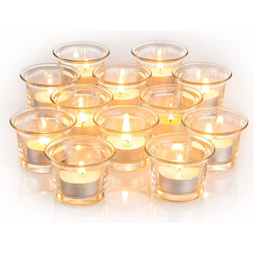 Juego De 12 Portavelas De Vidrio Velas Tealight, Portav...