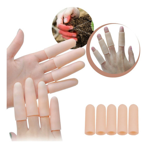 Conjunto de protetores de dedo de silicone resistente a elásticos, 5 peças, cor F, bege