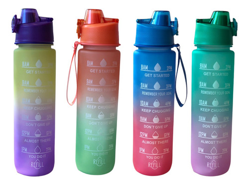 Botella Motivacional Agua 1lt Deportiva Termo C/stickers 5oz