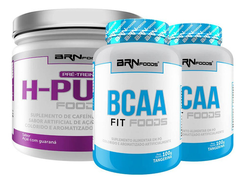 Kit H-pump 250g Guaraná Com Açaí+ 2 Bcaa Fit 100g Tangerina