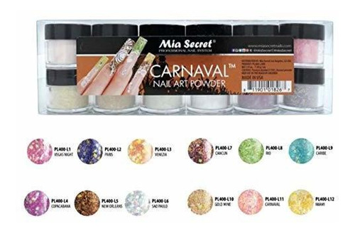 Polvo Acrílico Para Arte De Uñas, Colección Carnaval: 12 Col