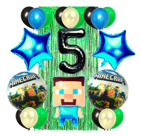 Combo Globos De Cumpleaños Minecraft Kit Completo N° 3