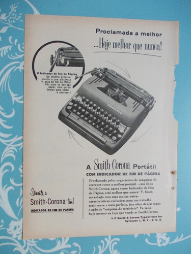 Propaganda Vintage. Smith-corona Máquina Escrever/ Mack Cami