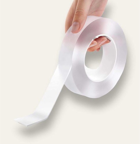 Imagen 1 de 7 de Cinta Adhesiva Mágica Nano Tape Doble Faz 30mm X 5mts.