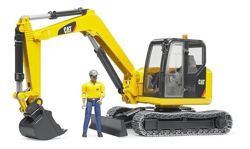 Mini Excavador Caterpillar Con Figura 1:16 - Bruder 02466 Personaje foto