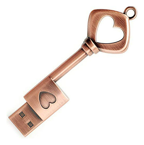 Memoria Usb 64gb En Forma De Llave De Corazón Retro, Borlter