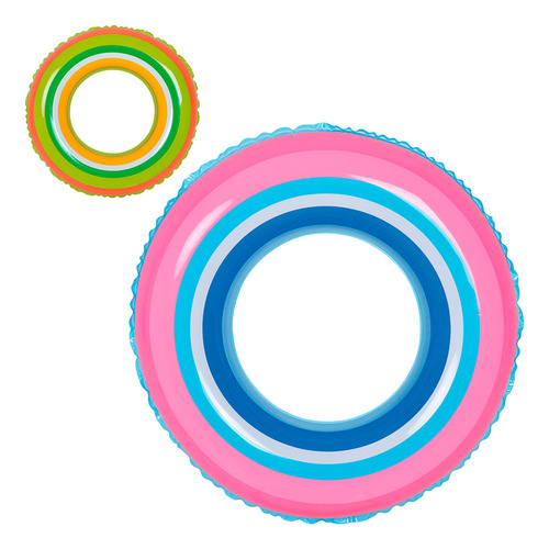 Boia Inflável Circular Com Listras Cores Diversas 90cm