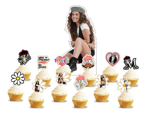 Topper Cupcake Adorno Pinchos Muffins X12 Margarita Amarillo Margarita