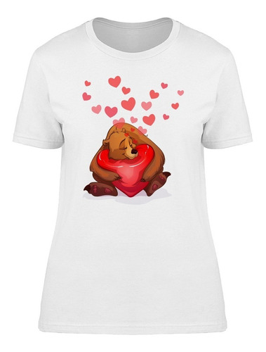 Oso Café Abrazando Un Corazón Camiseta De Mujer