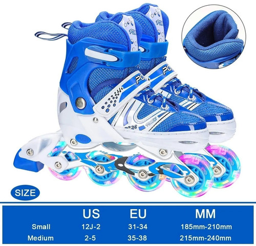 Imagen 3 de 4 de Patines Lineales Ajustable D Niño + Kit De Protección 2 En 1