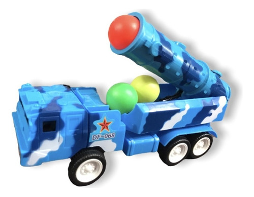 Camion Militar De Transporte Con Cañon Color Azul