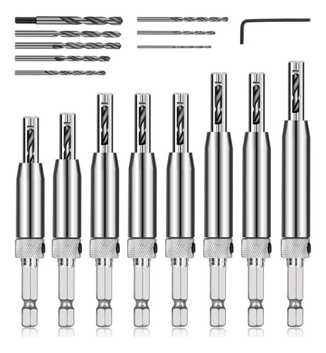 Comoware Juego De 17 Brocas Autocentrantes Vix, Vstago Hexag