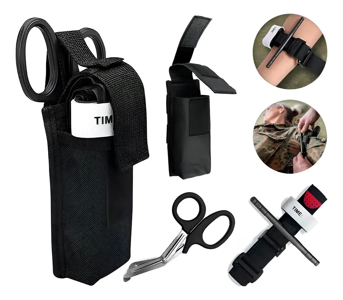 Kit de Torniquete Táctico Profesional con Tijera y Varilla, para Primeros Auxilios