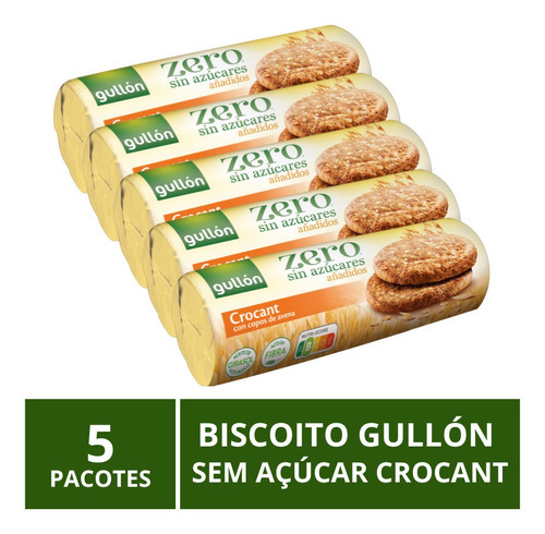 Biscoito Gullón Sem Açúcar, Crocant, 5 Pacotes De 280g