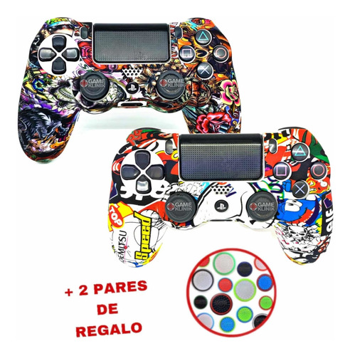 Kit 2 Fundas Para Control De Ps4 Con Grips Protector 14