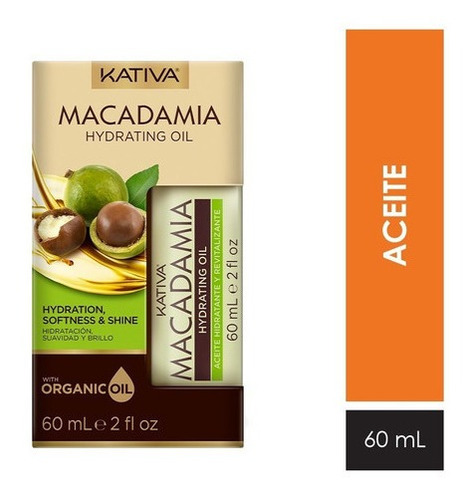 Imagen 1 de 1 de Aceite Tratamiento Kativa Macadamia 60 Ml 1 Unidad.