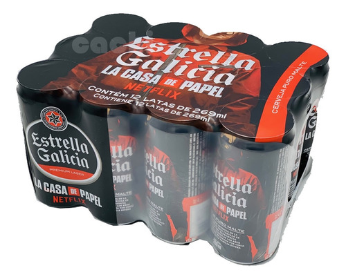 Imagen 2 de 4 de Cerveza Estrella Galicia La Casa De Papel X 12 Latas 269ml