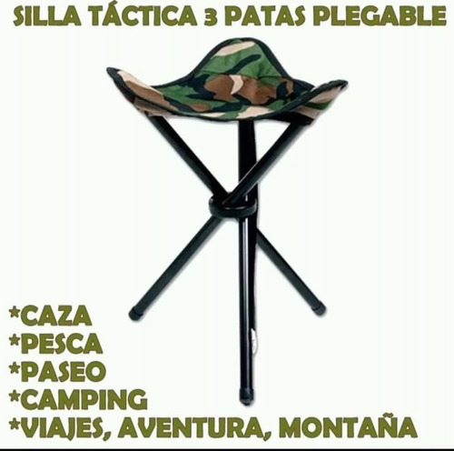 Silla Militar De Caza Pesca Plegable 3 Patas Grande