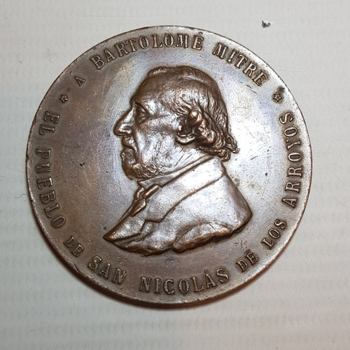 Antigua Medalla Bartolomé Mitre Pueblo San Nicolás Ro 1852