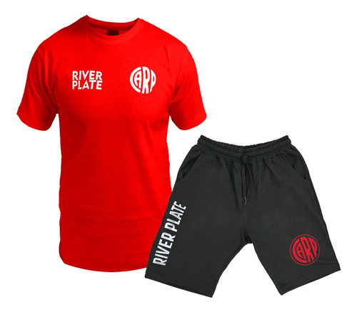 River Plate Conjunto Remera Y Short Corto Bermuda Unisex