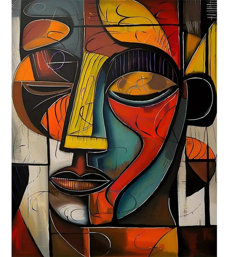 Pintura Por Números Diy Rostro Abstracto 50 X 40 Blanco