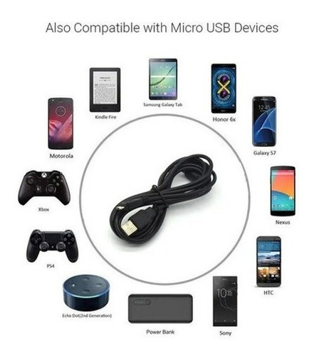 Cabo Micro Usb Para Carregar Controle S/fio Ps4 Xbox One 1.8