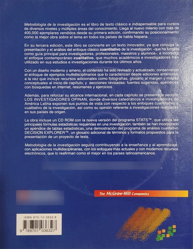 Libro Metodología De La Investigación Sampieri 3ra Edición (Usado)