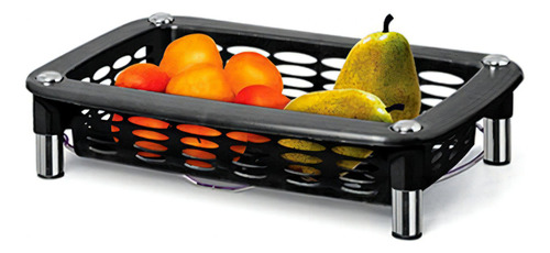 Fruteira De Mesa Cesta De Frutas Retangular Aço/plastico Cor Preto