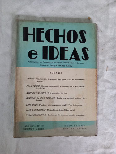 Hechos E Ideas 1953 Perón Ygobone Ferrari Riobó Goldstein