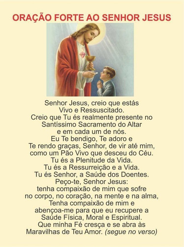 Oração Forte Ao Senhor Jesus - 500 Unid